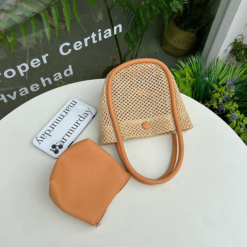 French Straw Woven Bag Women's Summer Shoulder Messenger Handbag