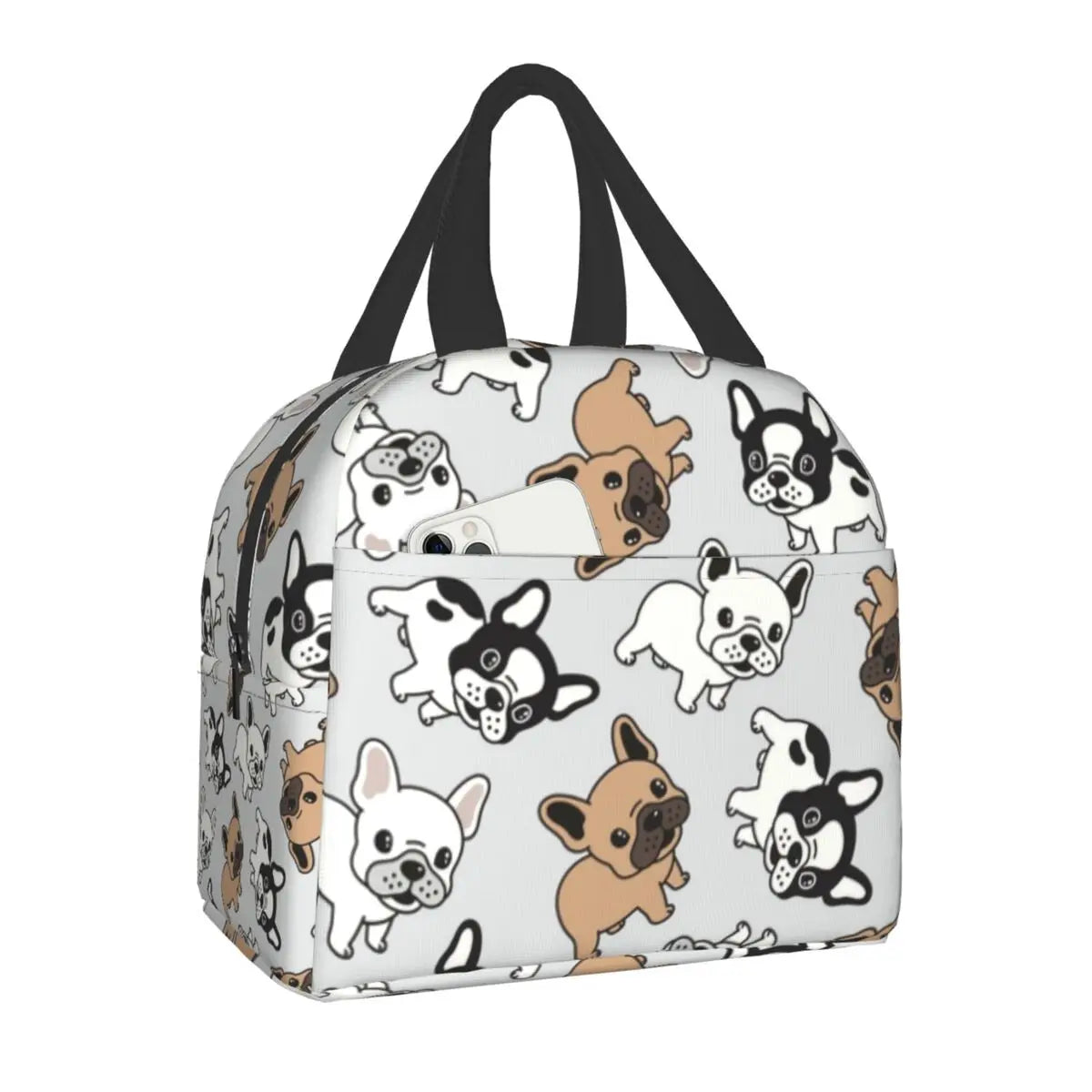 Frenchie French Bulldog Insulated Lunch Bags for Women Dogs Lover Reusable