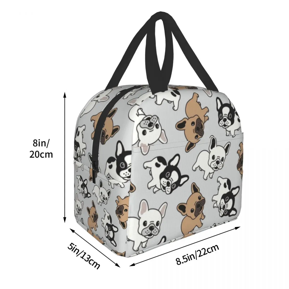 Frenchie French Bulldog Insulated Lunch Bags for Women Dogs Lover Reusable