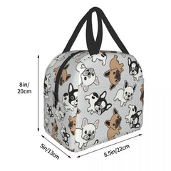 Frenchie French Bulldog Insulated Lunch Bags for Women Dogs Lover Reusable