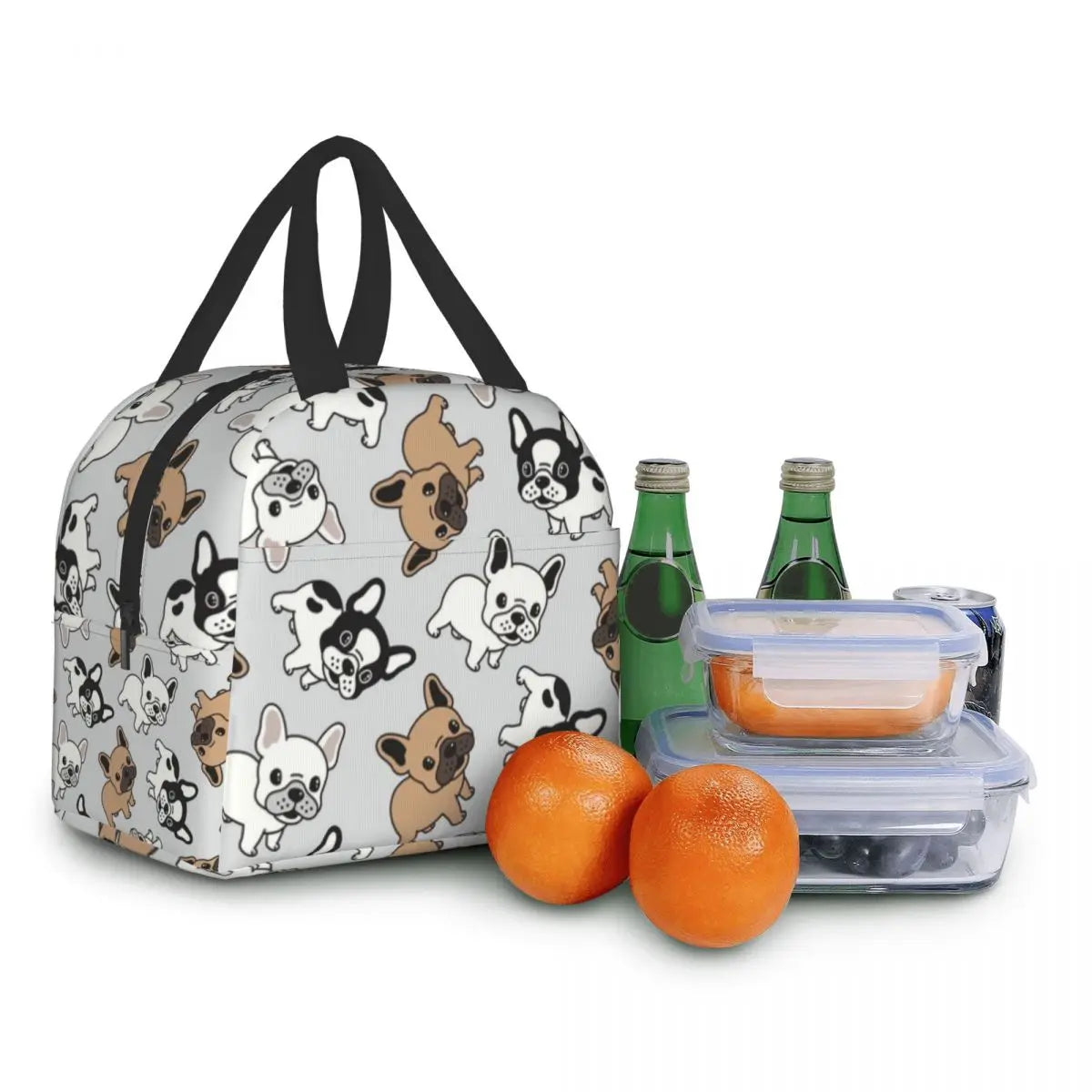 Frenchie French Bulldog Insulated Lunch Bags for Women Dogs Lover Reusable