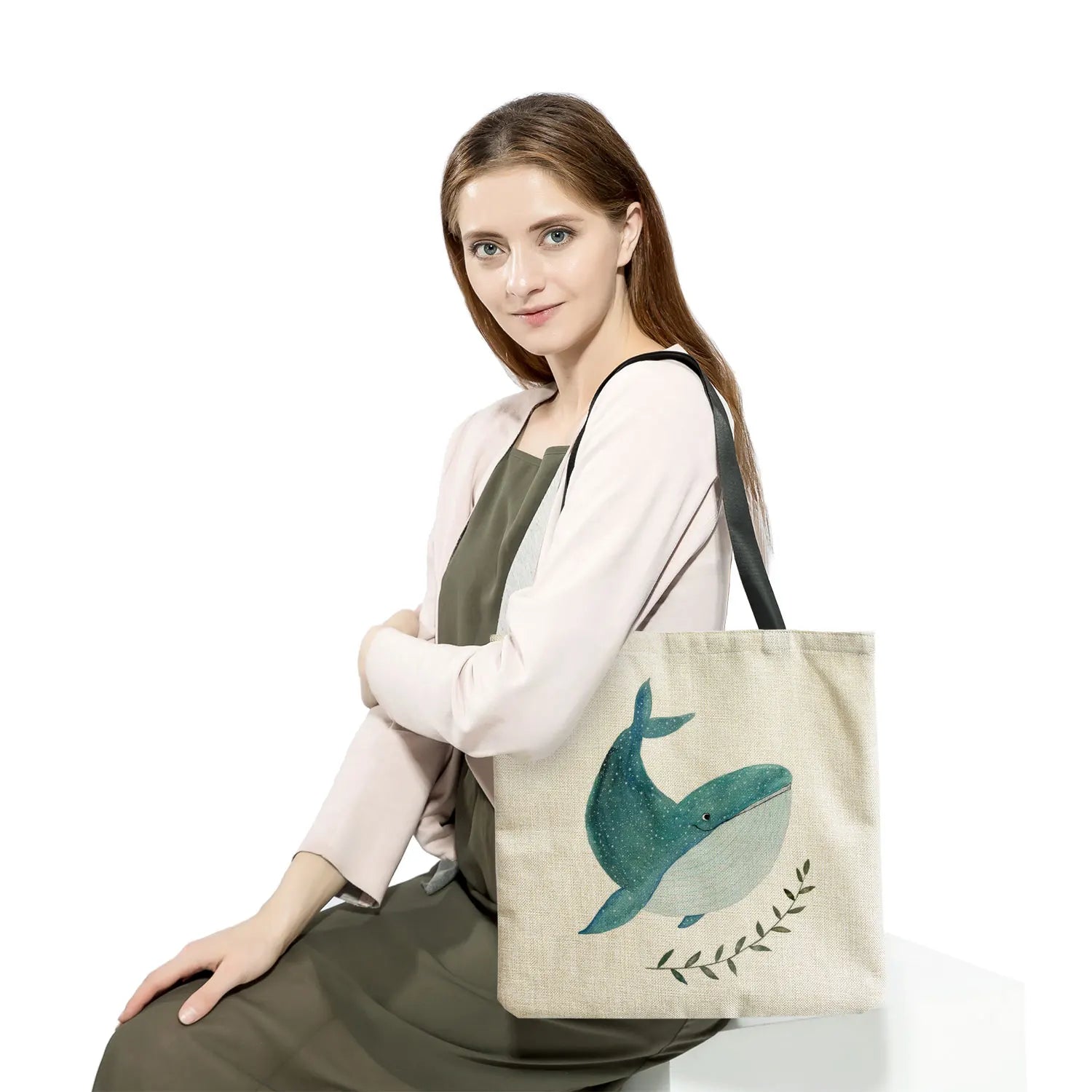 Whale Sea Series Tote Bag for Women Large Capacity Handbag