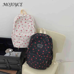 Cherry Print School Bag for Girls with Large Capacity