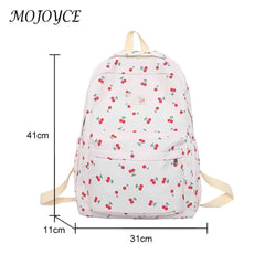 Cherry Print School Bag for Girls with Large Capacity