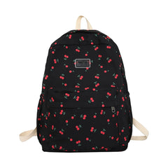 Cherry Print School Bag for Girls with Large Capacity