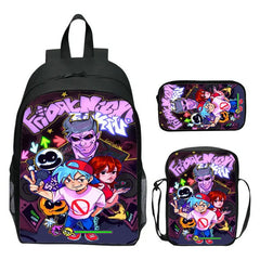 FNF Backpack 3 Pcs Set with Pencil Case Crossbody Bags Kids Cartoon School Bags