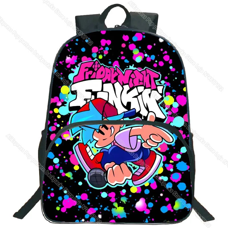FNF Backpack for Kids Cartoon Anime School Bags Boys Girls Teens