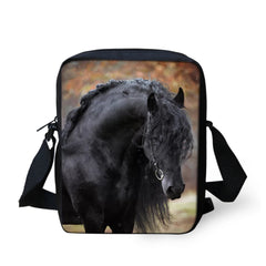 Friesian Horse Print Messenger Bag for Teens Kids Girls Boys