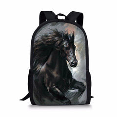 Friesian Horse Print School Backpack for Teens Girls Boys Daypack