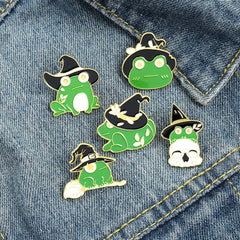 Frog Brooch Strawberry Magic Witch Hat Christmas