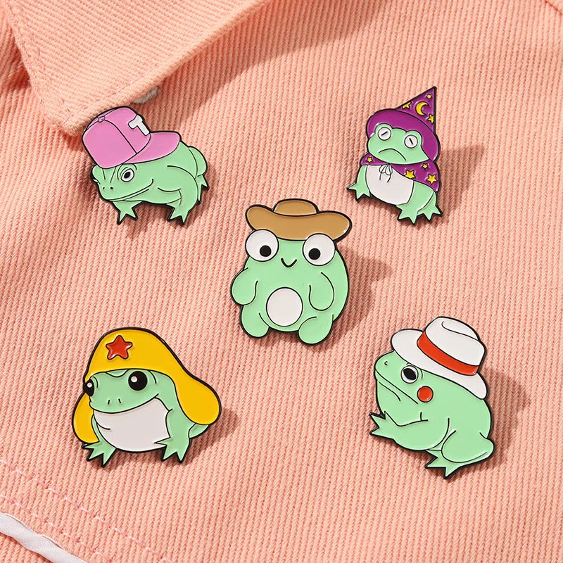 Frog Brooch Strawberry Magic Witch Hat Christmas