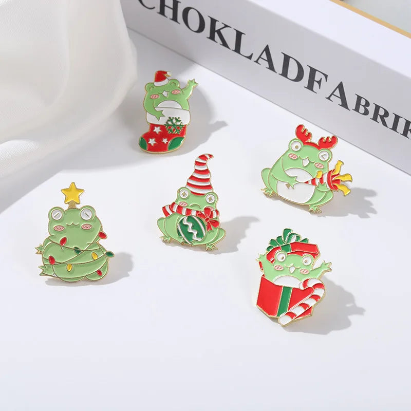 Frog Brooch Strawberry Magic Witch Hat Christmas