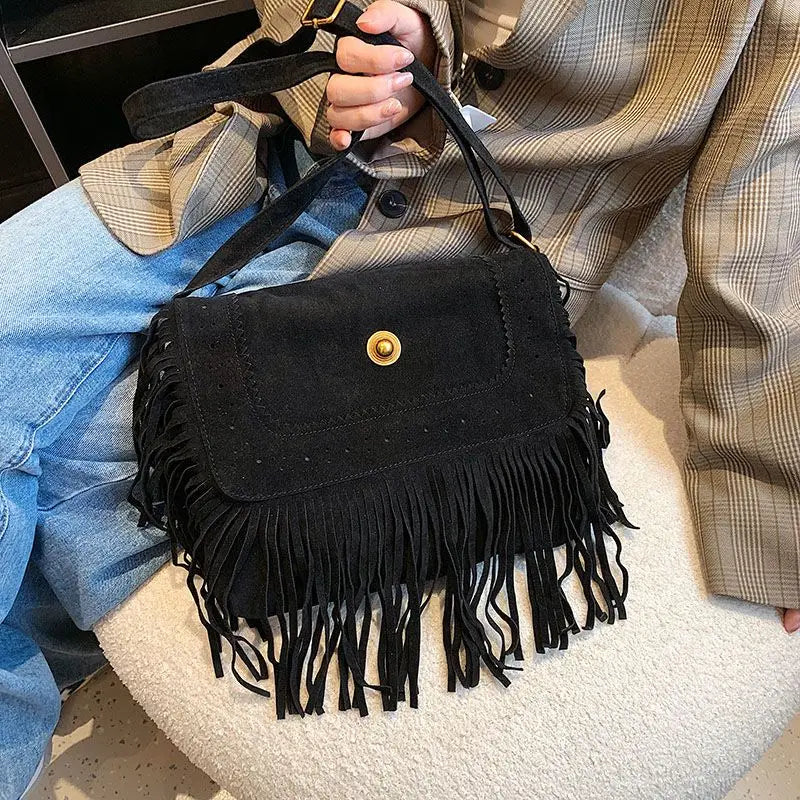 Vintage Fringe Tassel Women Shoulder Crossbody Messenger Bag