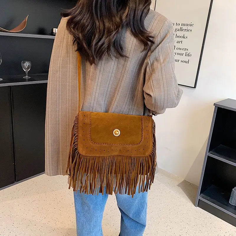 Vintage Fringe Tassel Women Shoulder Crossbody Messenger Bag