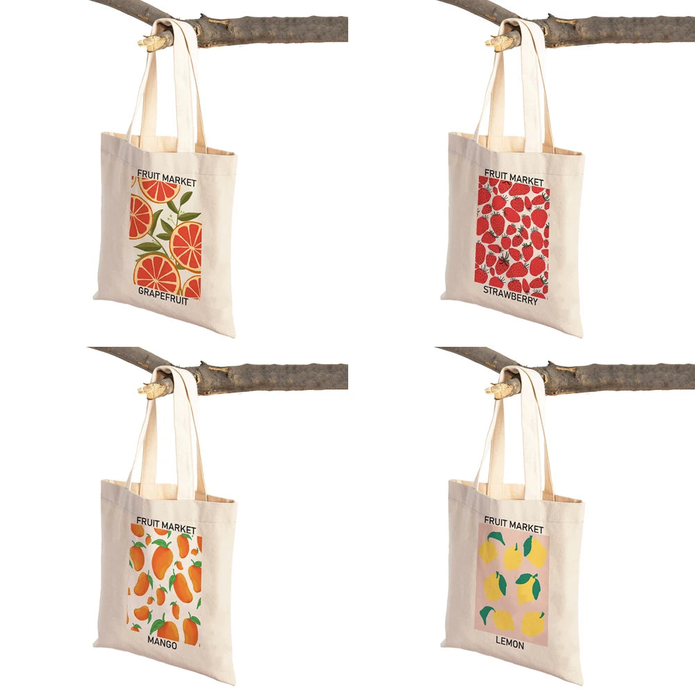 Fruit Market Women Shopper Bags Canvas Tote Handbag Shoulder Shopping Bag