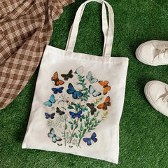 Fruit Print Floral Canvas Tote Bag Women's Shoulder Bag