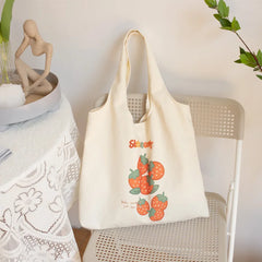 Fruit Printing Canvas Bag Female Shoulder Large Capacity Handbag
