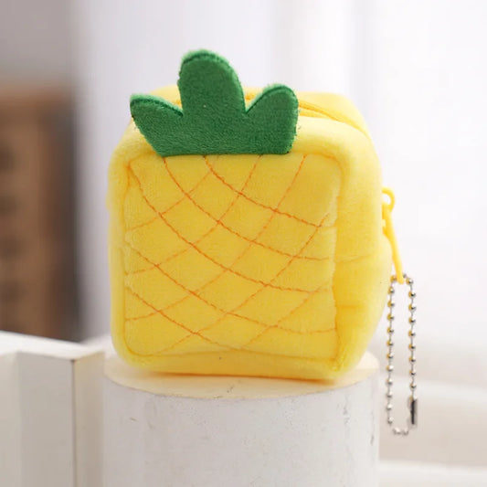 Fruit Style Coin Purse Plush Zipper Pendant Avocado Strawberry Coin Pouch