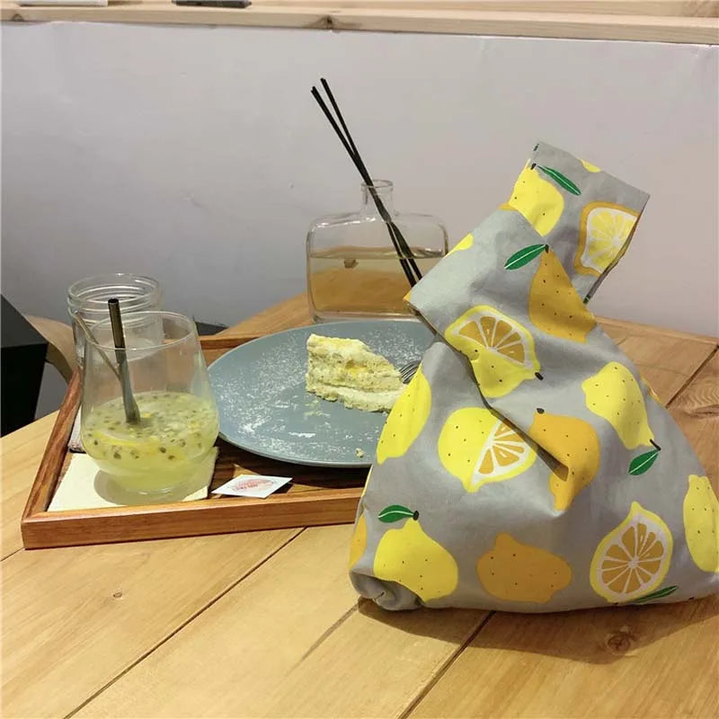 Fruit Style Portable Knot Wrist Bag Top Handle Tote Bag Purses Handbags