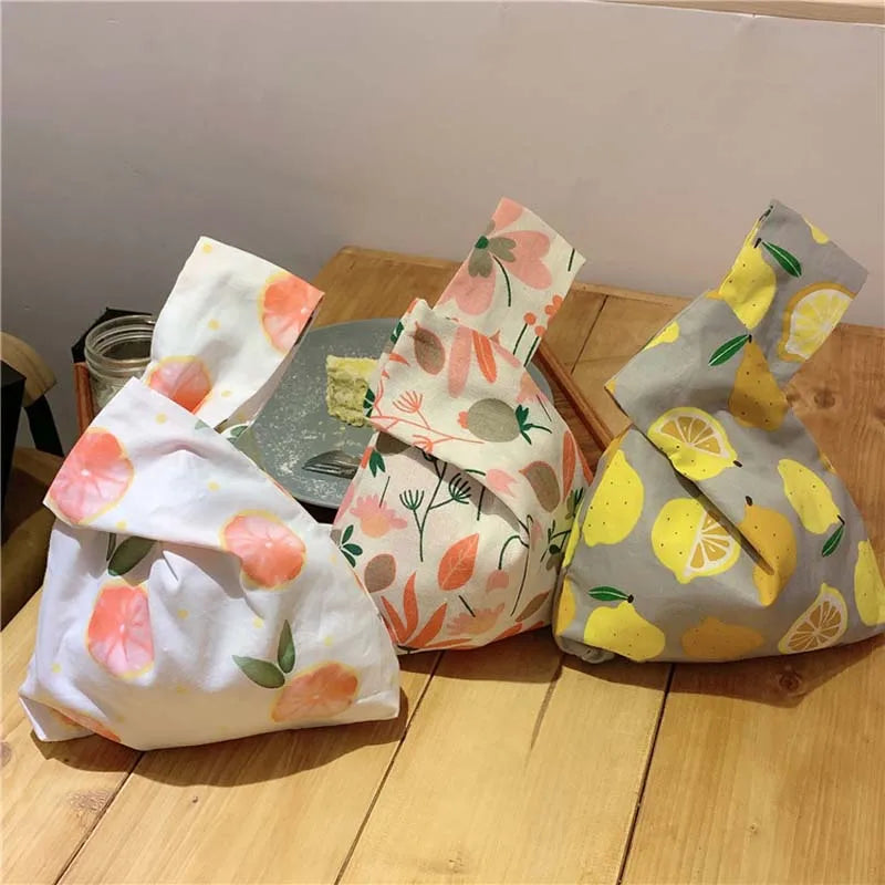 Fruit Style Portable Knot Wrist Bag Top Handle Tote Bag Purses Handbags