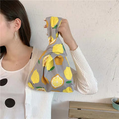 Fruit Style Portable Knot Wrist Bag Top Handle Tote Bag Purses Handbags