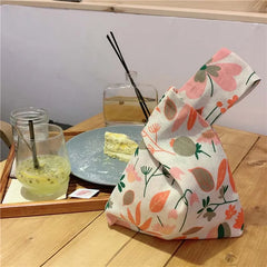 Fruit Style Portable Knot Wrist Bag Top Handle Tote Bag Purses Handbags