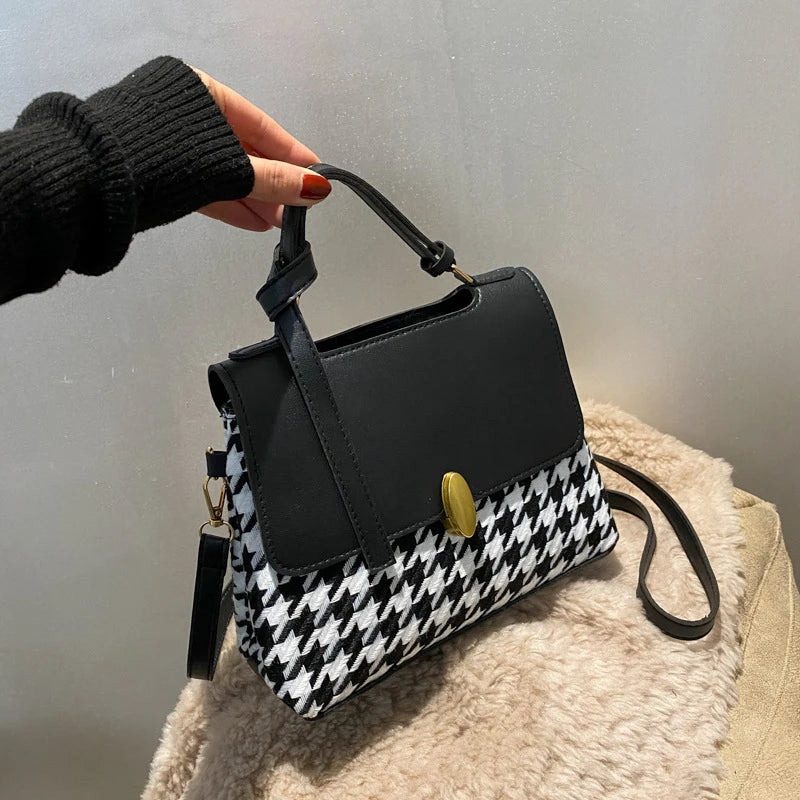 Vintage Houndstooth Women's Bag Crossbody Handbags