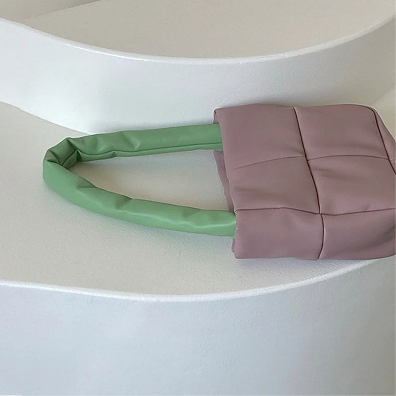 FSISLOVER Purple PU Leather Women's Bag Soft Small Square Handbags