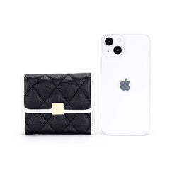 Short Cow Leather Wallet Women's Lingge Style