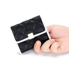 Short Cow Leather Wallet Women's Lingge Style