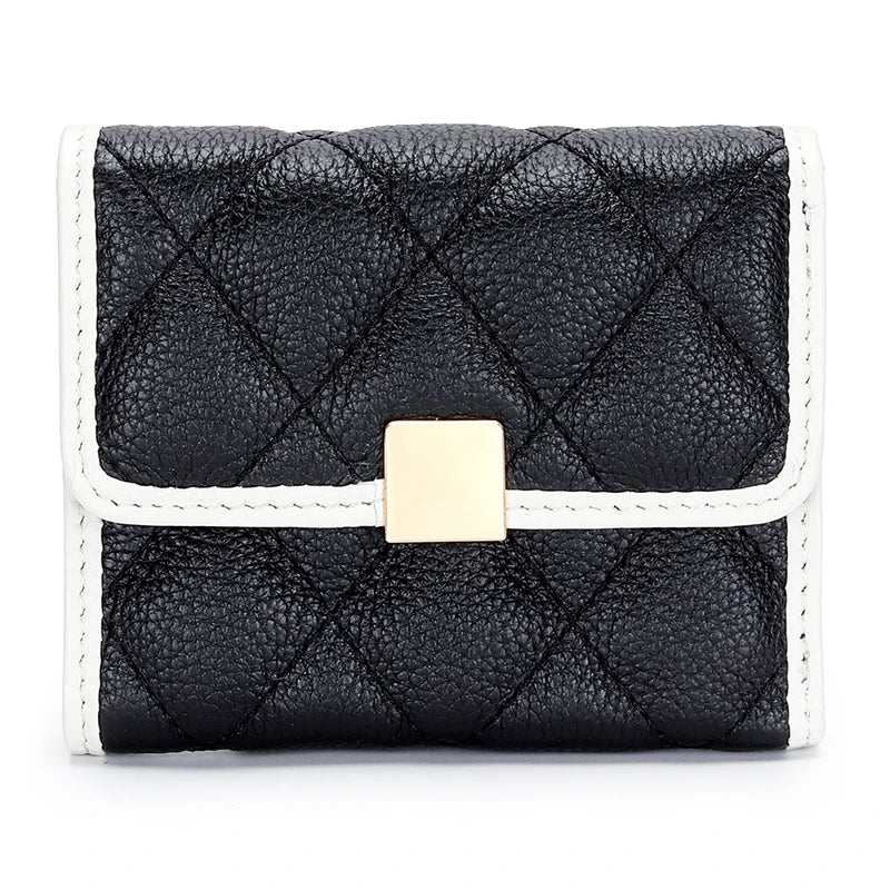 Short Cow Leather Wallet Women's Lingge Style