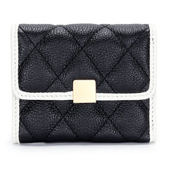 Short Cow Leather Wallet Women's Lingge Style