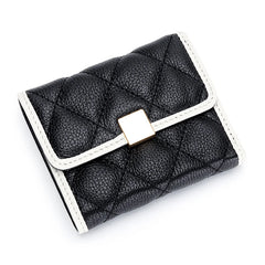 Short Cow Leather Wallet Women's Lingge Style