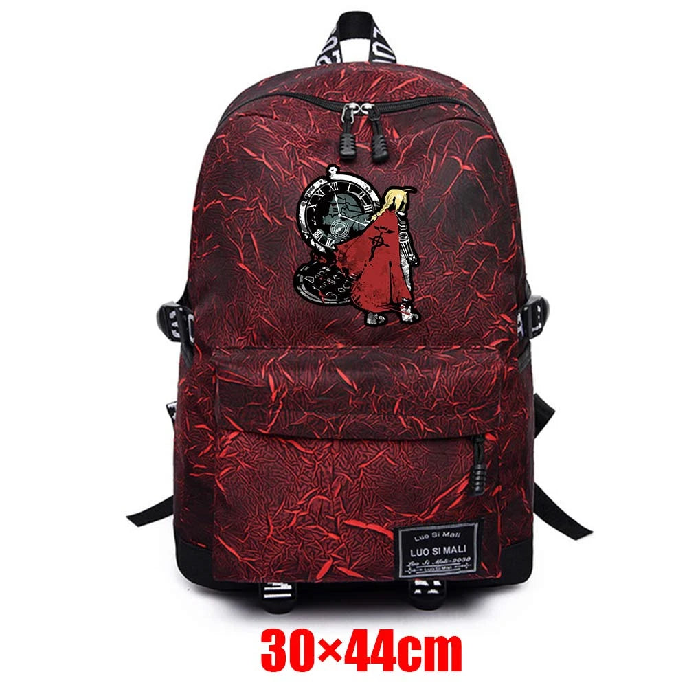 Fullmetal Alchemist Packsack Fabric Unisex Backpack Zip Teenager Schoolbag