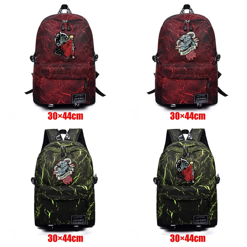Fullmetal Alchemist Packsack Fabric Unisex Backpack Zip Teenager Schoolbag