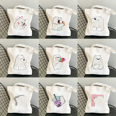 Cartoon Bear Shopping Bag Tote Bag Large Capacity Shoulder Canvas Bag