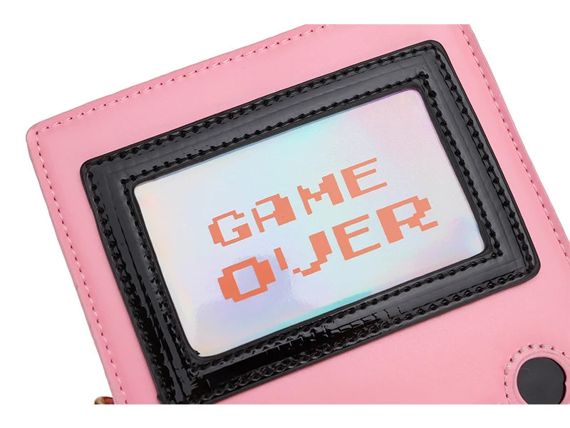 Pink Game Machine Leather Ladies Purse Handbag Clutch Bag Women Crossbody