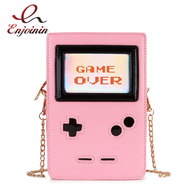 Pink Game Machine Leather Ladies Purse Handbag Clutch Bag Women Crossbody