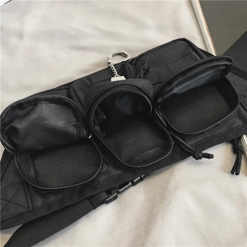 Street Hip Hop Crossbody Chest Bag With Keychain