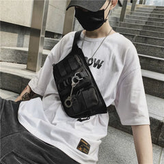 Street Hip Hop Crossbody Chest Bag With Keychain