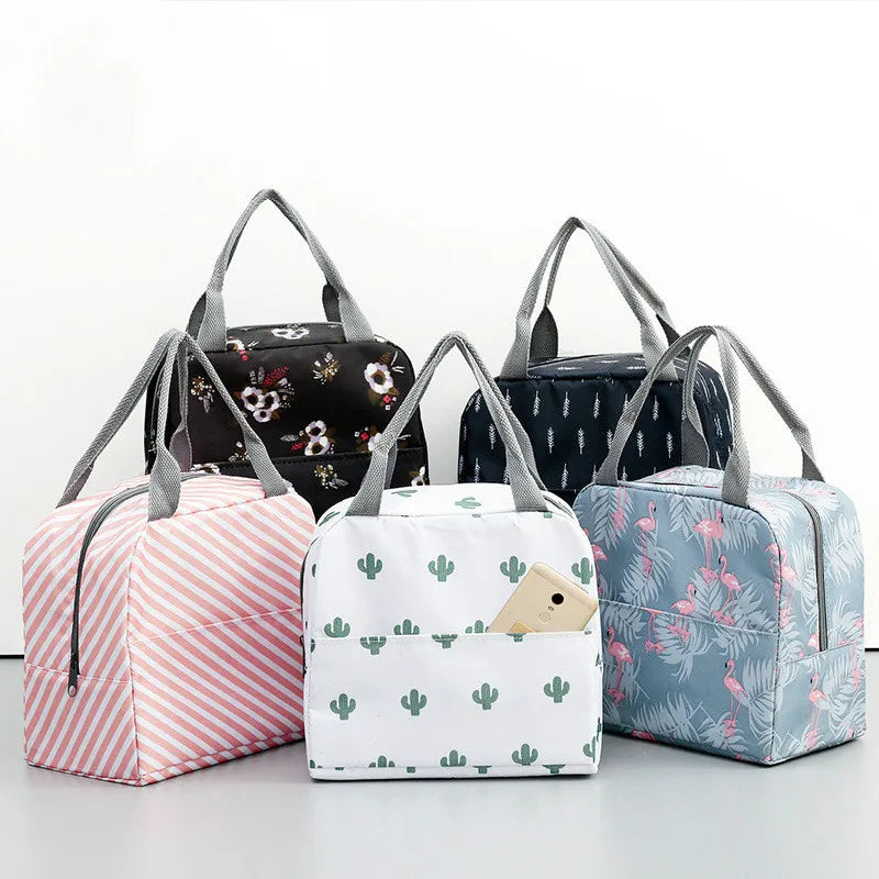 Insulated Canvas Lunch Bag Portable Cooler Lunch Box for Women Kids Men