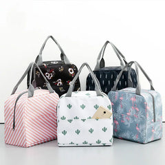 Insulated Canvas Lunch Bag Portable Cooler Lunch Box for Women Kids Men