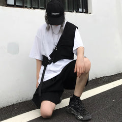 Functional Ribbons Chest Bags Hip Hop Streetwear Men Waist Bags