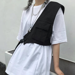 Ribbons Chest Bags Hip Hop Techwear Streetwear Men Waist Bags