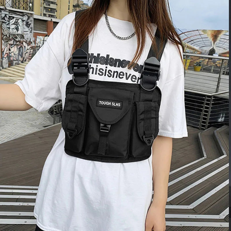 Functional Tactical Chest Rig Bag for Woman Hip Hop Vest Streetwear Bag