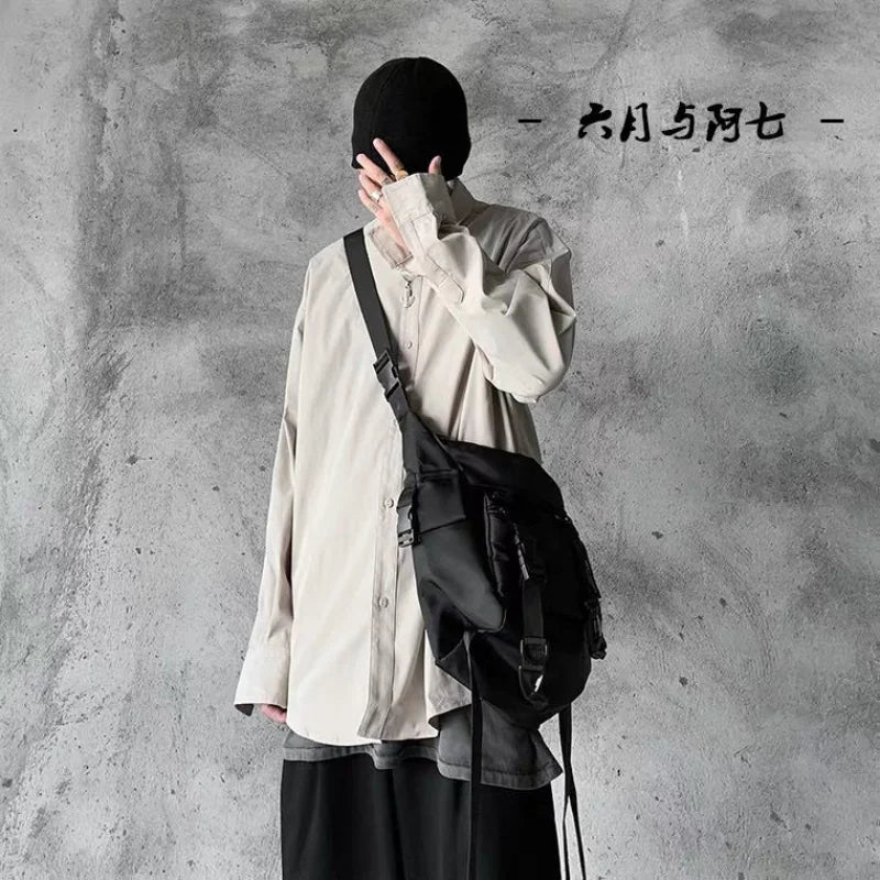Japanese Canvas Functional Workwear Bag Large Capacity Messenger Bag