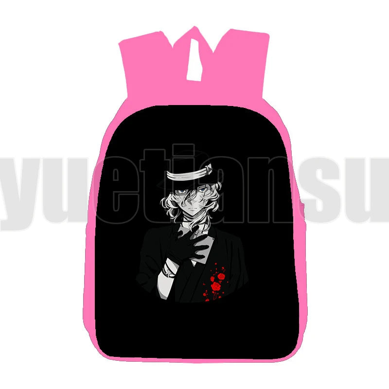 Funny 3D Bungou Stray Dogs Backpack 12/16 Inch Pink Merch Cartoon Bookbag