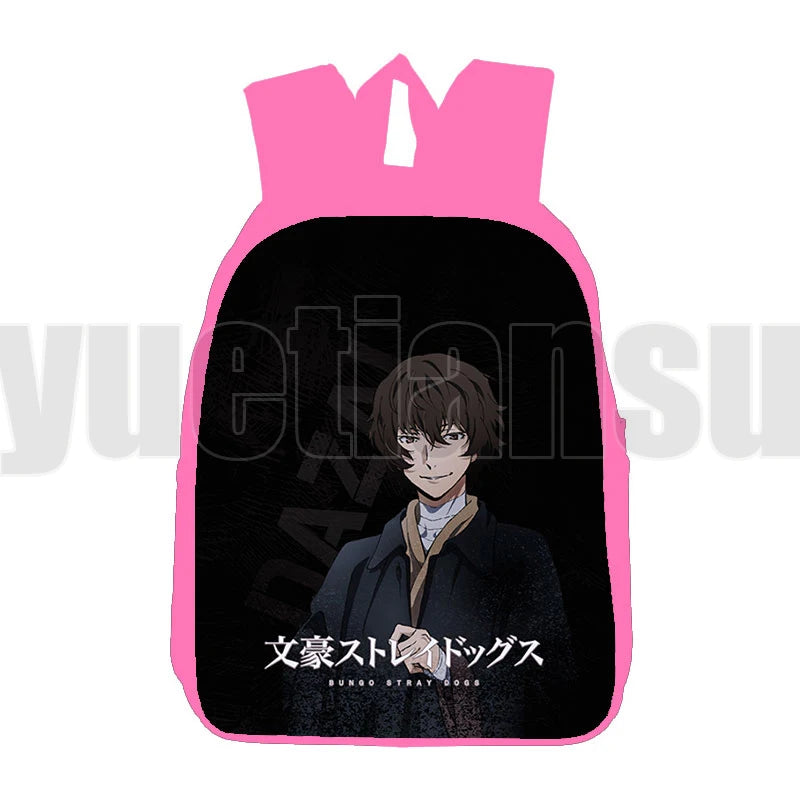 Funny 3D Bungou Stray Dogs Backpack 12/16 Inch Pink Merch Cartoon Bookbag