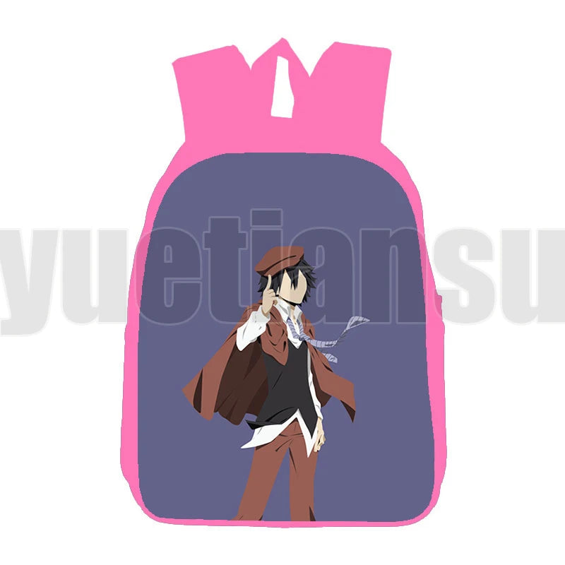 Funny 3D Bungou Stray Dogs Backpack 12/16 Inch Pink Merch Cartoon Bookbag