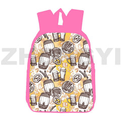 3D Printed Anime Beer Foam Backpack Schoolbag 12/16 Inch Pink Bookbag